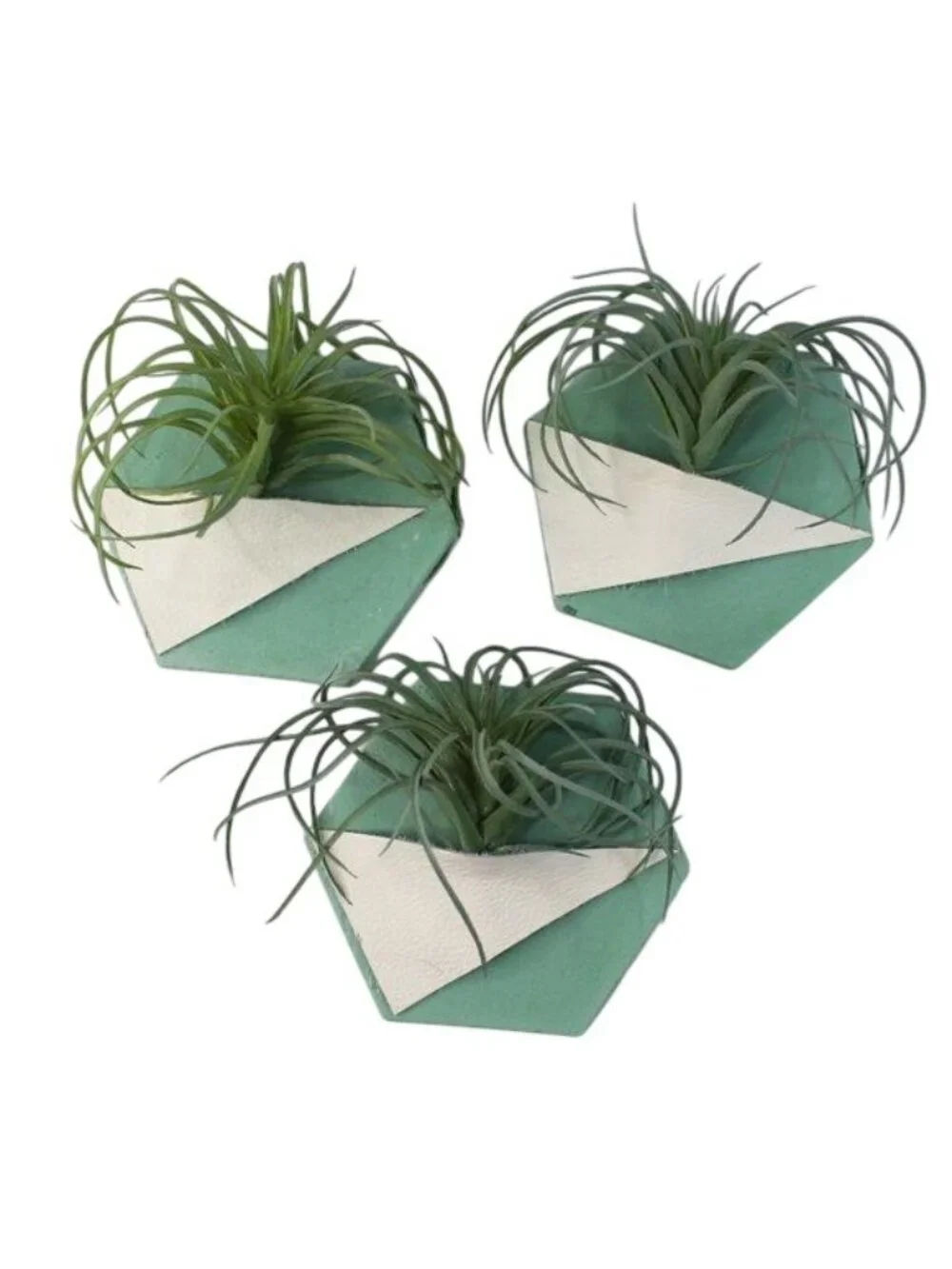 Faux Succulent 3PC Set Wall Pockets Teal Decor Modern Bohemian - Picture 1 of 4